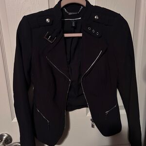 White House Black Market Black Blazer with Zipper Details